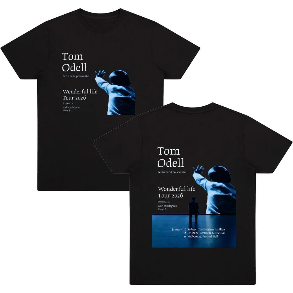 Tom Odell Wonderful Life Tour 2026 Koszulka Damska Letnia Stylowa Hip Hop 100% Bawełna Luźny Dekolt Okrągły Krótki Rękaw