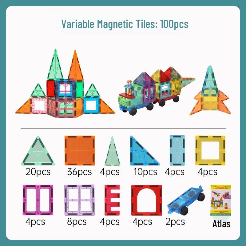 Stained Glass Magnetic Tile Set: Strong, Fun Assembly Building Blocks for Early Education Ages 3-6