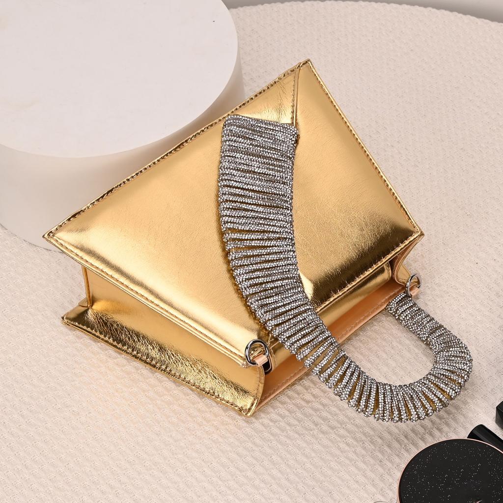 New women's bag bring diamond-encrusted French fairy bag super flash rhinestone trapezoidal bag shoulder messenger handbag