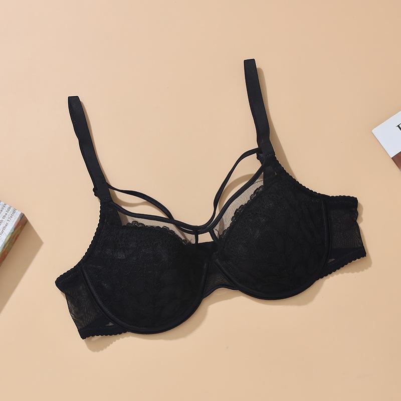 Sexy lace big breasts show small underwear women gather anti-sagging bra autumn breathable thin bra