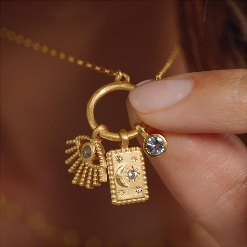 Boho Multiple Charms Flower Moon Star Sun Hamsa Hand Pendant Necklace for Women 18k Gold Plated DIY Charm Vintage Jewelry Gifts