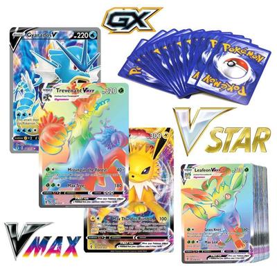 100 db Pokemon Kártya Fényes VSTAR GX EX VMAX MEGA TAG TEAM Energia Edző Charizard Pikachu Gyűjtemény Csatakártya S27