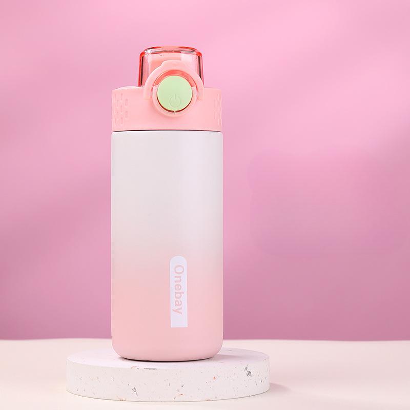 Vacuum Cup Girl Drinking Bottle Double Drinking Mouth Gradient Dopamine Spacious Outdoor Activity Athletic Space Pot