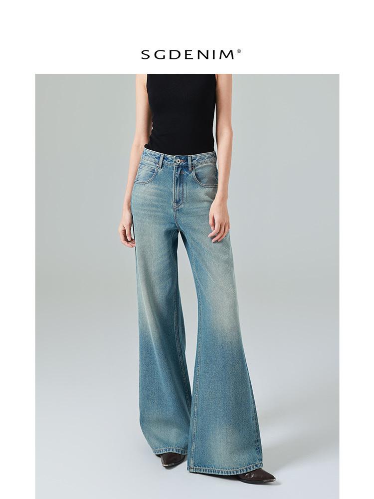 

2026 Spring Arrival: Women s High-Waisted Textured Wide-Leg Jeans | Relaxed Fit & Slimming Design 27 (100-108 jin)