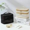 1pc Double Layer Mesh Makeup Bag, Wash Bag, Women's Portable New Large Capacity Storage Bag, Cosmetics Storage Bag