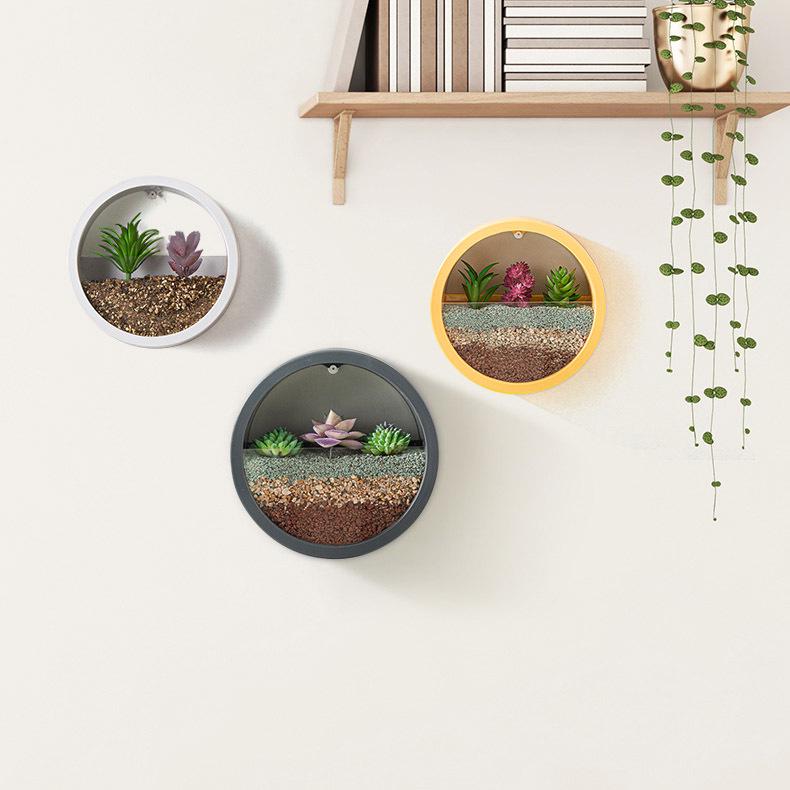 Nordic Wall-Mounted Round Pothos Planter: Creative Green Plant Decor & Fish Tank for Living Room