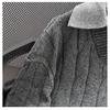 Men's Autumn Retro Faux Two-Piece Cable Knit Polo Sweater – Versatile Loose-Fit Pullover Knitwear