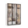 Spacious White Wardrobe with 3 Glass Doors, 1 Drawer and 1 Clothes Rail - 110*50*160 Cm - with LED Light