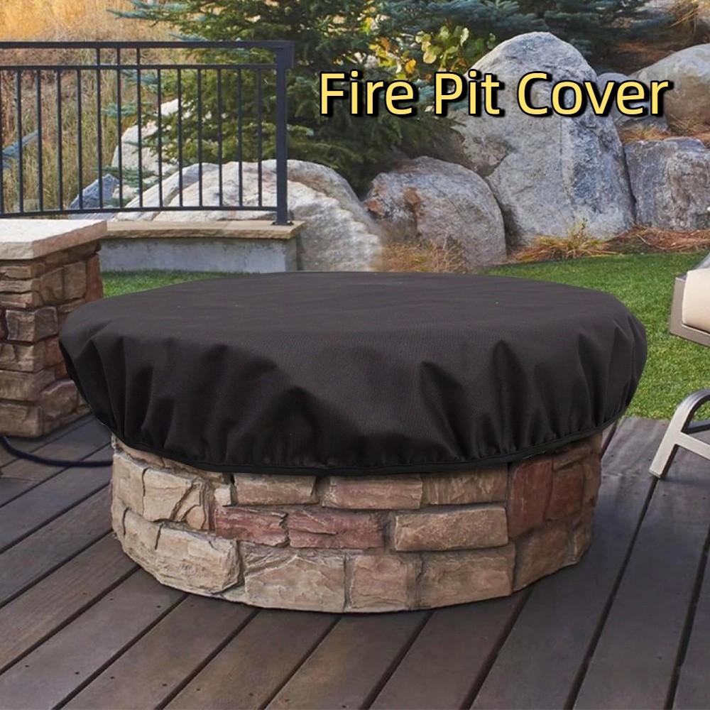 Weather Resistant Firepit Cover 600D Oxford Protective Cover  Built-in Stone Firepits
