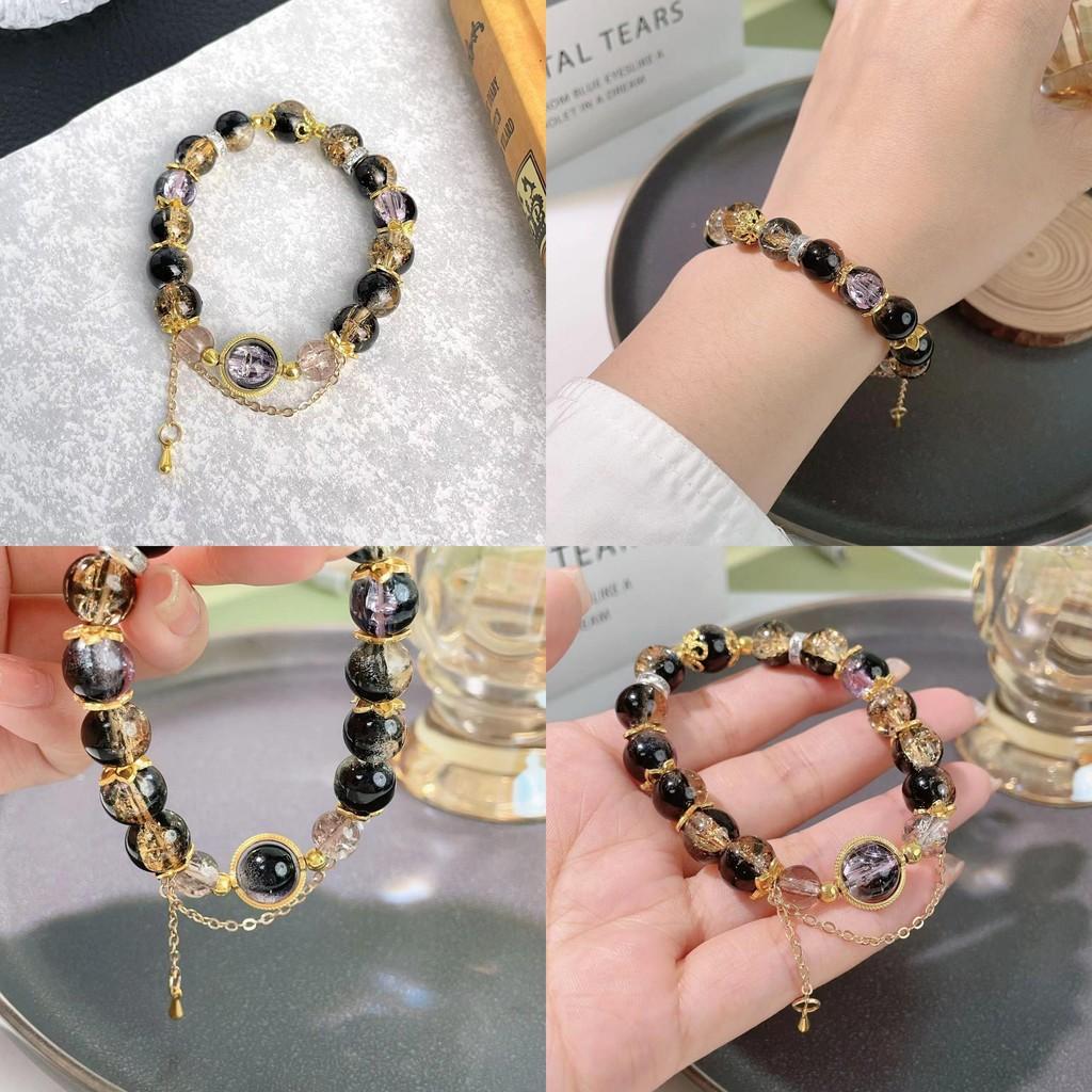 Stylish Alloy Plated Womens Bracelet With Purple Beads And Tassels Retro