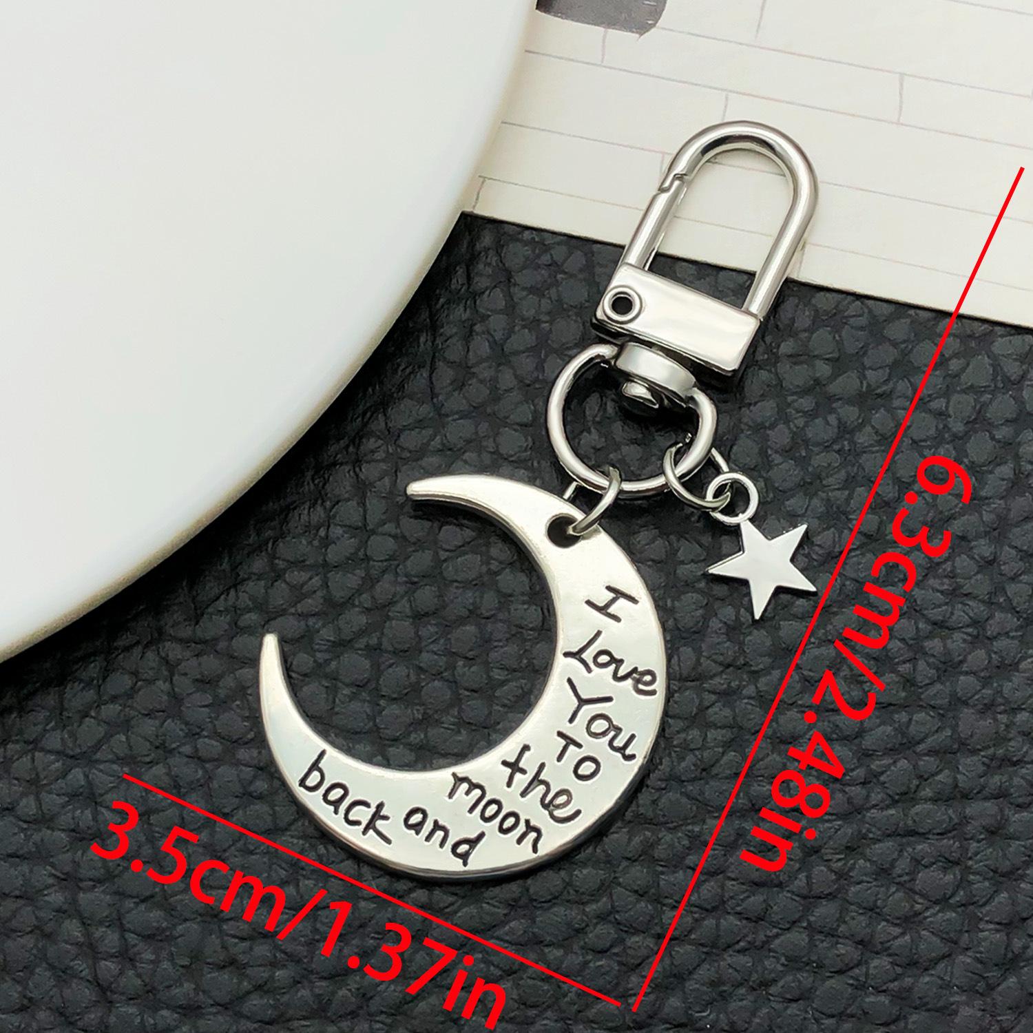 Creative Moon & Star Zinc Alloy U-Shaped Letter Keychain Pendant