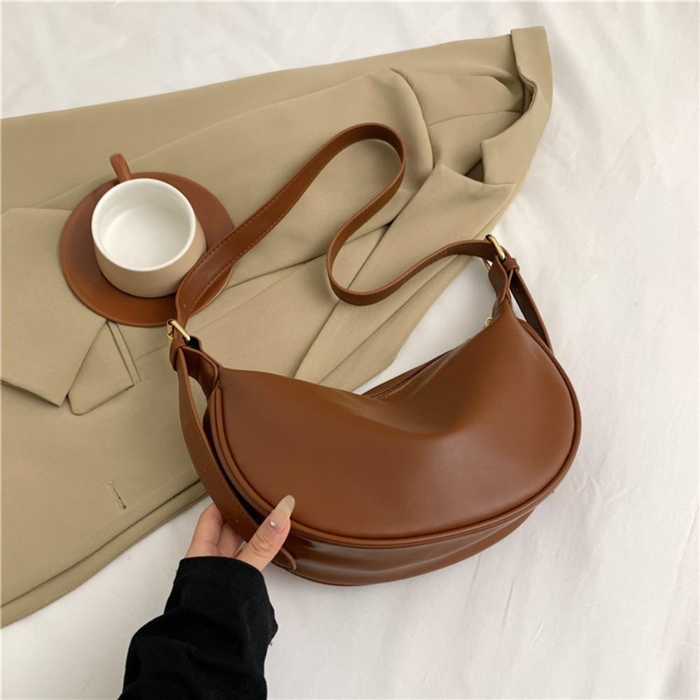 Adjustable Strap Vintage Crossbody Bags Zipper Underarm Dumpling Bag PU Leather Shoulder Bag  party