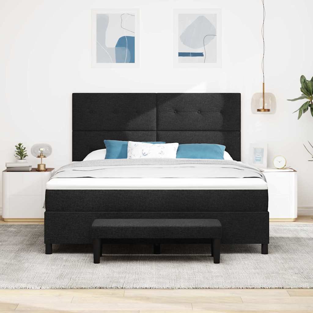 Box Spring Bed with Mattress Black 180 x 200 cm Fabric