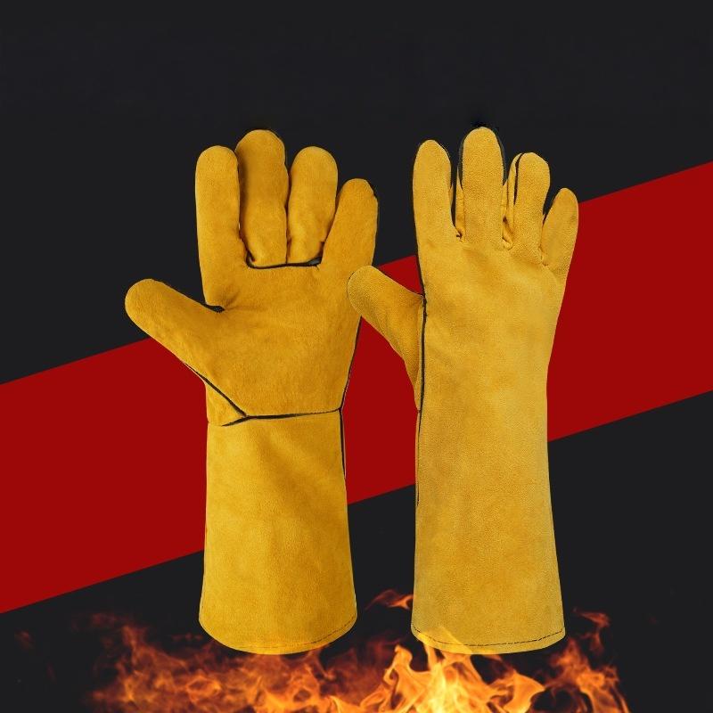 1 Pair 40cm Safety Work Labor Glove Welding Gloves Heat Cut Resistant Insulated Custom Design Welding Leather Gloves