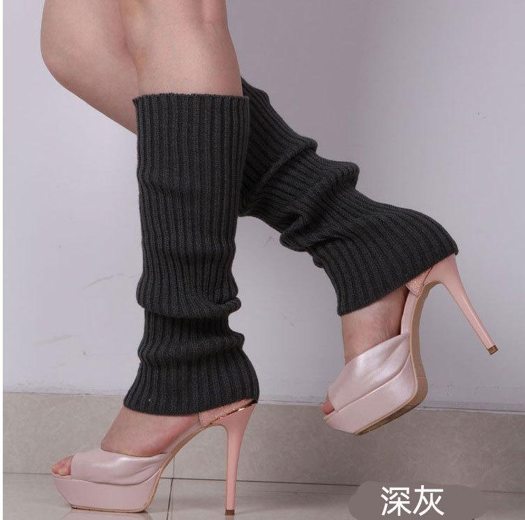 Winter Warm Knitted Leg Warmers Loose Style Lady Boot Knee Stockings Leggings Warm Boots Leg Punk Solid Black Cool Long Socks