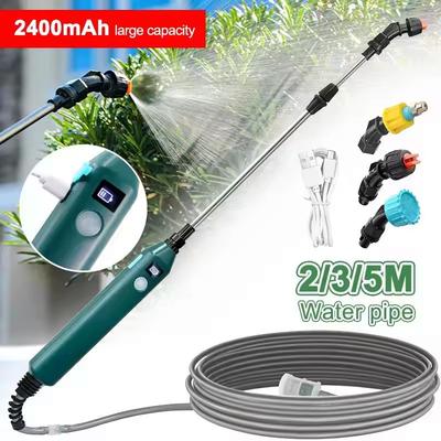 2400mAh Taşınabilir Elektrikli Püskürtücü Çubuk Sulama Aleti 3 Sis Nozulu Bitki Yüksek Basınçlı Fıskiye Sulama Bahçe Sulama