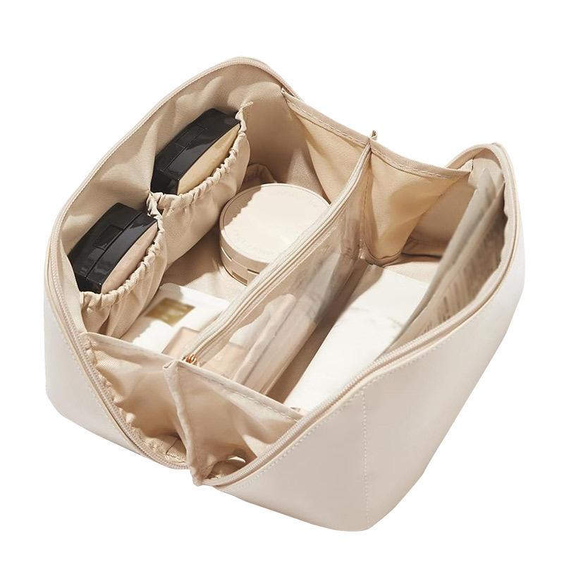 EACHY Cestovní kosmetická taška, Velkokapacitní kosmetické tašky pro ženy, Vodotěsná přenosná taštička, Otevírací naplocho toaletní taška, Vzorovaná kosmetická taška