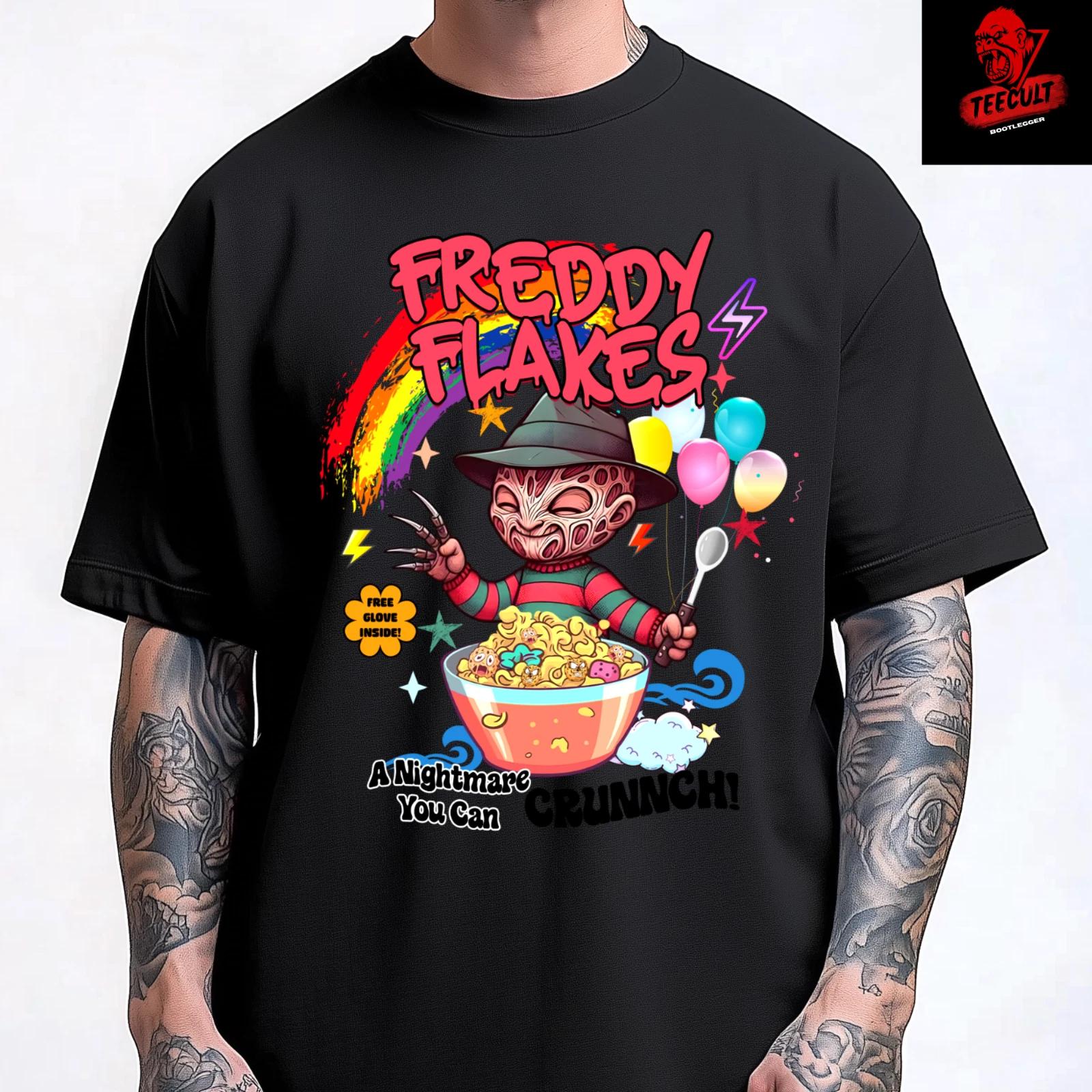 Men s and Women s T-shirts Killer Cereal Freddy Flakes Funny Horror Character Unisex M
