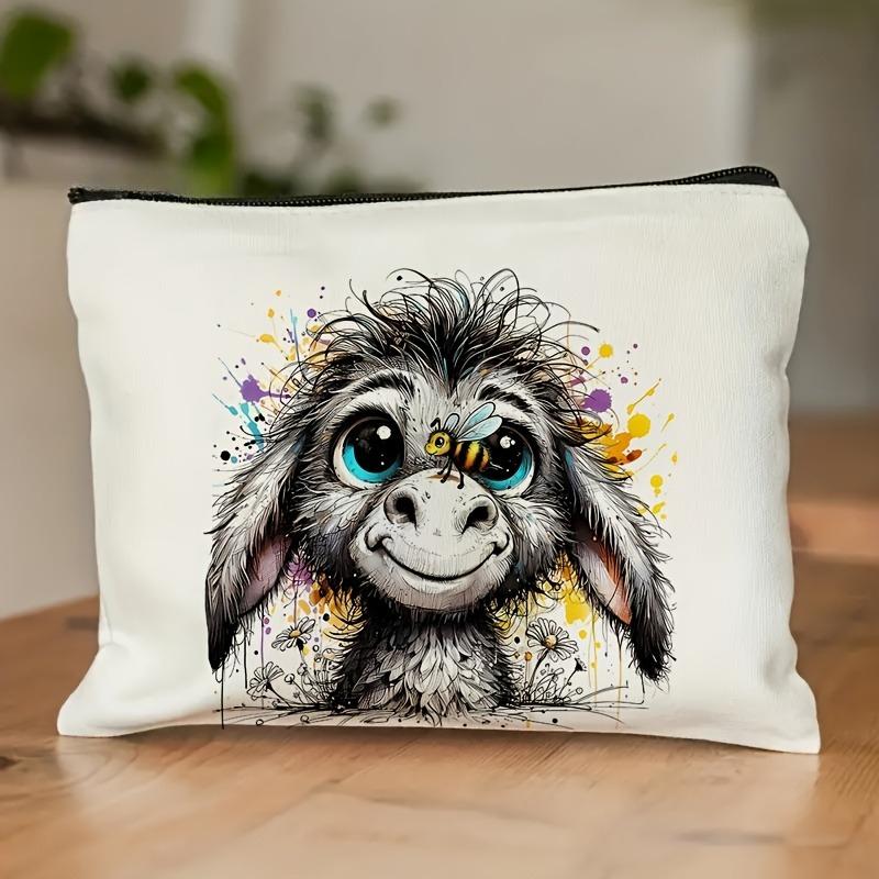 Fun Humorous Donkey Bee Makeup Bag Zipper Multi Functional Storage Bag Large Capacity Handheld Makeup Bag Portable Cosmetic Bag