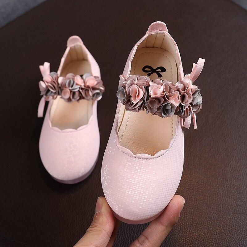 Toddlers Girls Shoes Kids Flats Princess with Flowers Bowknot Soft