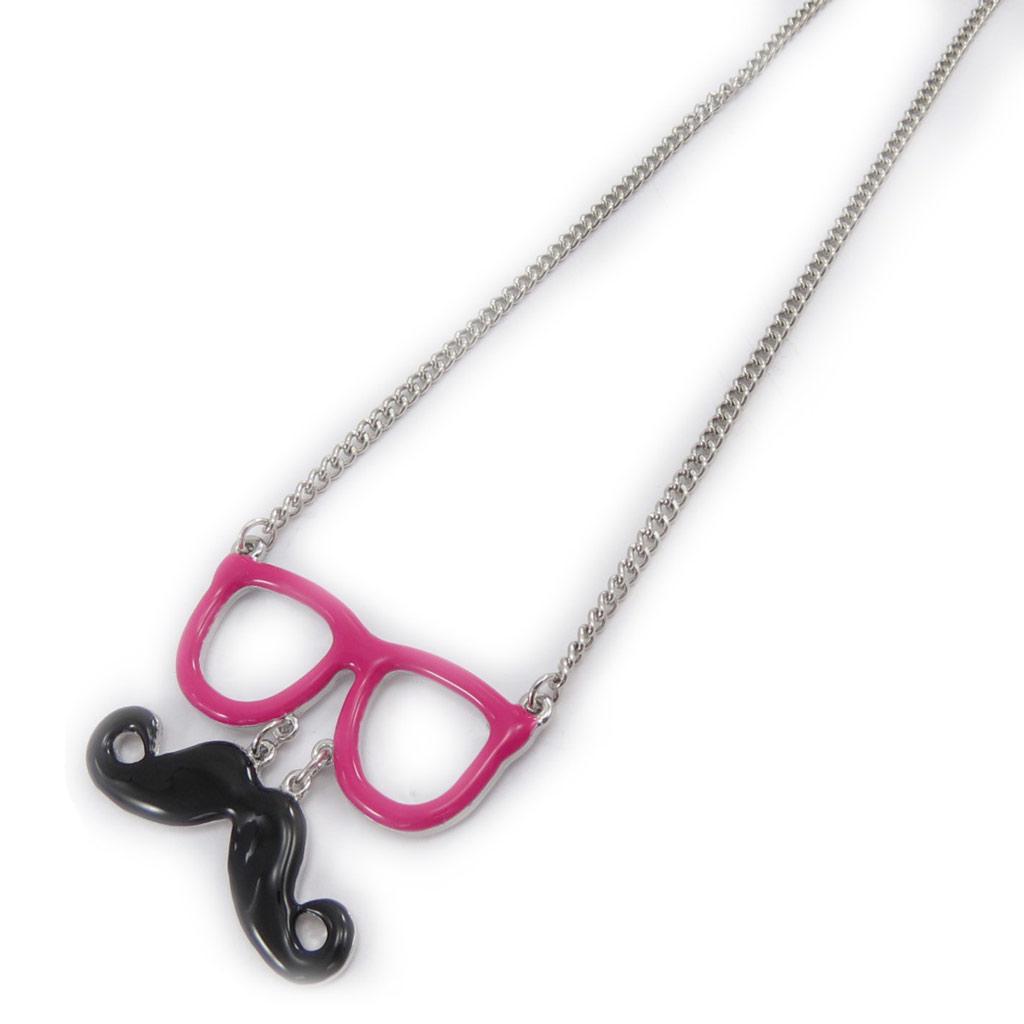 Les Trésors De Lily [J8990] - Designer Necklace 'Moustache' Pink Black