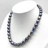 High-Quality Black Necklace Baroque Pearl Natural Jewelry Semi-Round Peacock Luster Approx 47cm 10.0mm–12.5mm 65.4g Silver Clasps