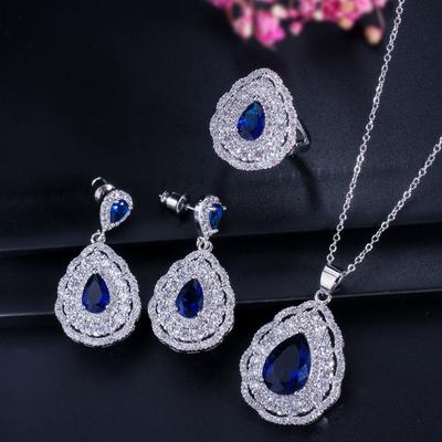Schmuck, Zirkon-Halskette, Ohrstecker, Ringketten, Damen