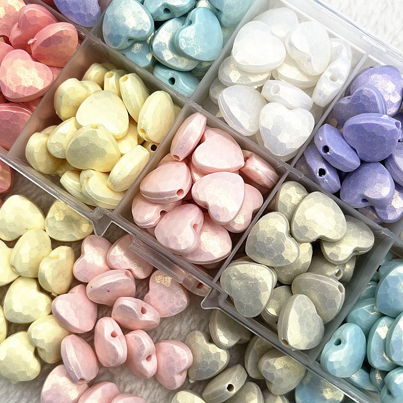 30pcs 11mm Colourful Heart Shape Acrylic Loose Spacer Beads for Jewelry Making DIY Handmade Bracelets Accessories