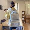 College Style Contrasting Colors Transparent Badge Student Schoolbag Large Capacity Junior High School Student Backpack