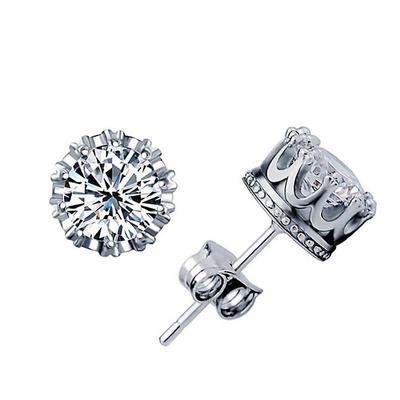 Donna Moda Semplicità Regali di Natale Gioielli Trendy Damigella d'onore Squisita Diamanti Corona Orecchini a bottone