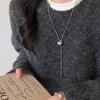 Trend of the times! Simple silver love pendant necklace women's light luxury long spring and summer temperament sweater chain