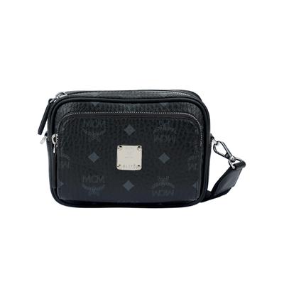 MCM Klassik Visetos Stampa Classica Tracolla Regolabile Staccabile Borsa a Tracolla e a Spalla in Ecopelle Extra Piccola Unisex Nera