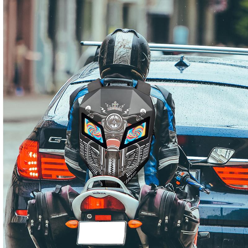 Rider Motorcycle LED Backpack Light Bluetooth School Bag Hardshell Motorcycle Riding Full Helmet Backpacks Rugzak