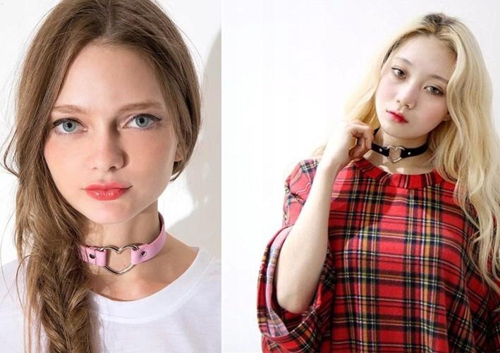 Skórzany Naszyjnik Choker Serce Obroża Gothic Rock
