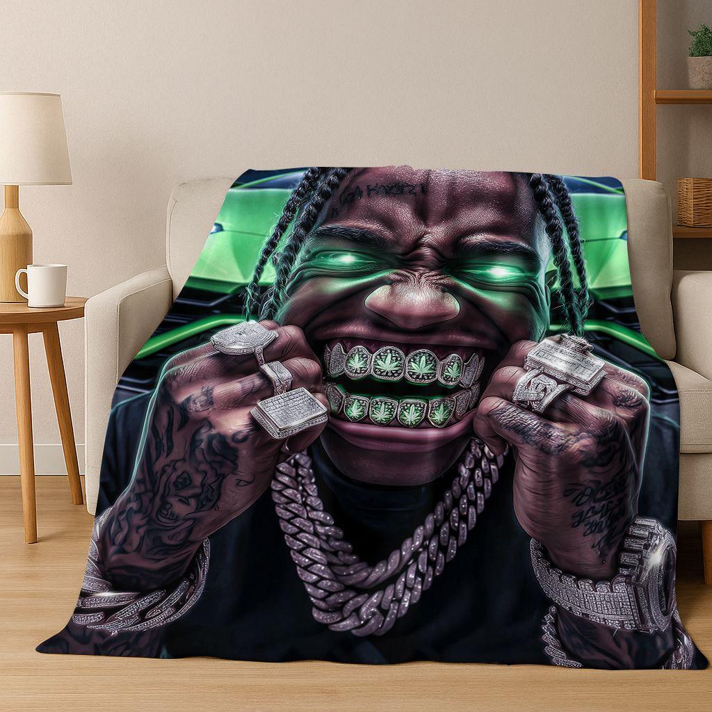2026 New Legend Rappers Star Art Cartoon Hip Hop Flannel Blanket,Cozy Soft Throw Blanket for Home Bedroom Bed Sofa Cover Gift