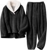 European-Size Christmas Pajamas: Plus Size Shu Cotton Fleece Long Sleeve Homewear Set
