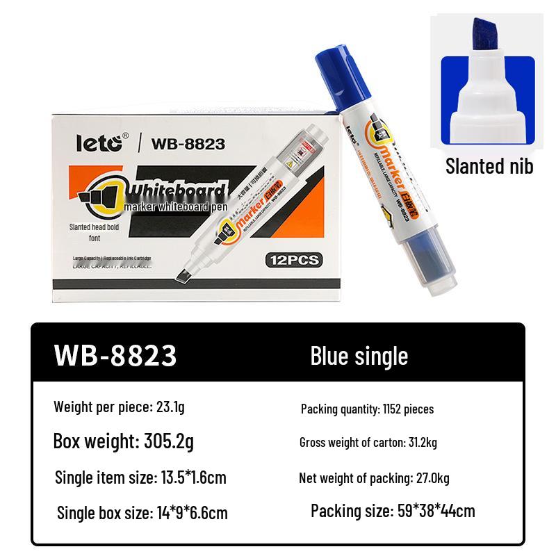 Erasable Large-Capacity Whiteboard Marker with Thick Round Tip for Office and Teaching.