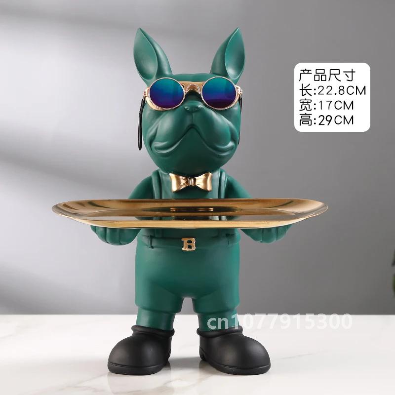 Bulldog Animal Figurines,Home Decoration Accessories,Table Ornaments,Storage Tray,Dog Model Statue,Sculpture Living Room Decor
