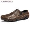 Men Leather Loafer Shoes Fashion New Bean Shoes Outdoor Men's Comfortable Breathable Soft Bottom Driving Shoe Casual Shoe Luxury