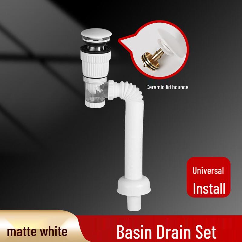 OEING Single Sink Drain Pipe with Pop-Up Stopper
