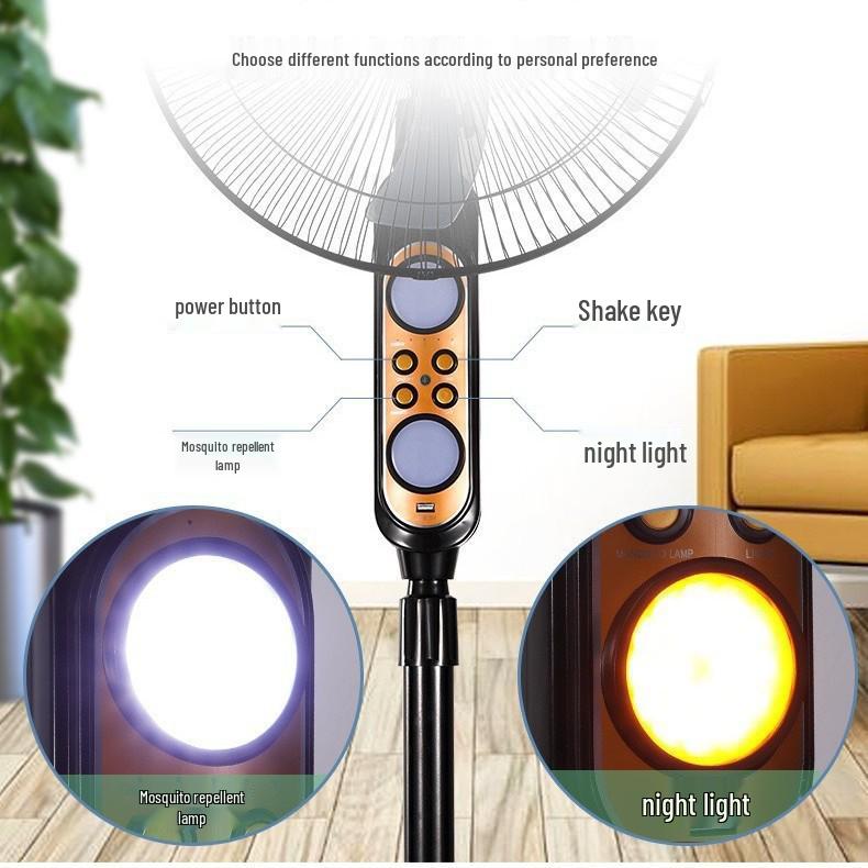 16-Inch Rechargeable Solar Floor Fan with Light for Outdoor Camping