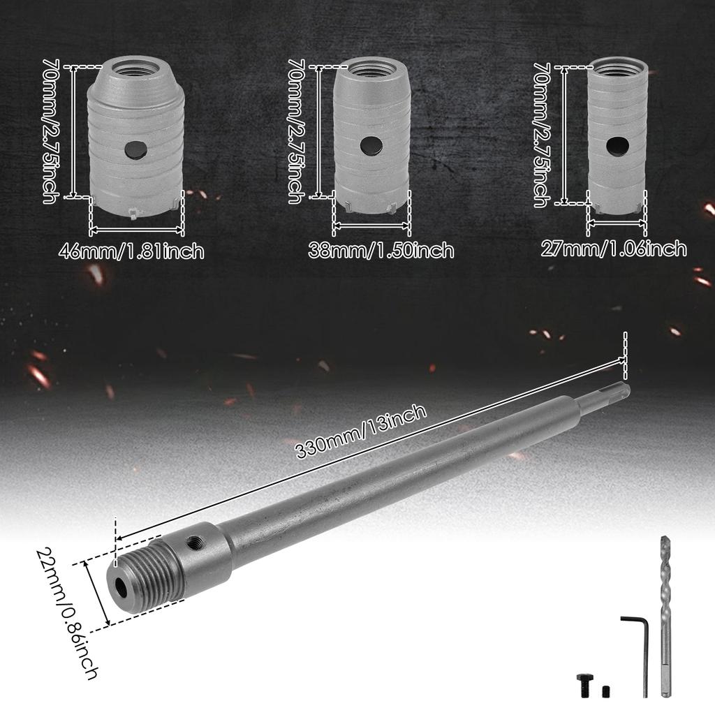350MM Round Handle SDS Wall Drill Bit Concrete Cement Stone Tungsten Carbide Drill Bit With 27/38/46MM For Air Conditioners, Was