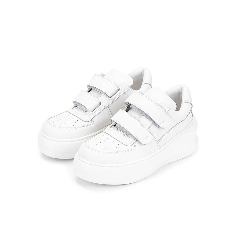 Customized leather waterproof table heightening nurse little white shoes women 2025 new versatile smiley face Velcro casual shoes women