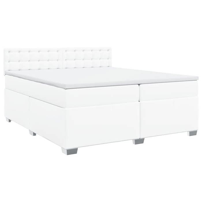 Maison Exclusive - Sommier à lattes de lit avec matelas Blanc 200x200cm Similicuir