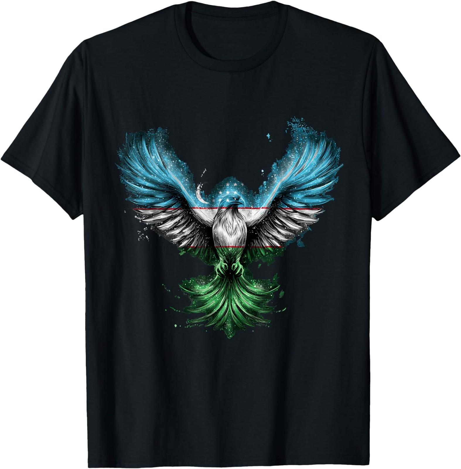 Uzbekistan Flag Eagle Uzbek Pride T-Shirt XXL