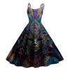 Women's Halloween Print Sexy Off-The-Shoulder Punk Vintage Dress
