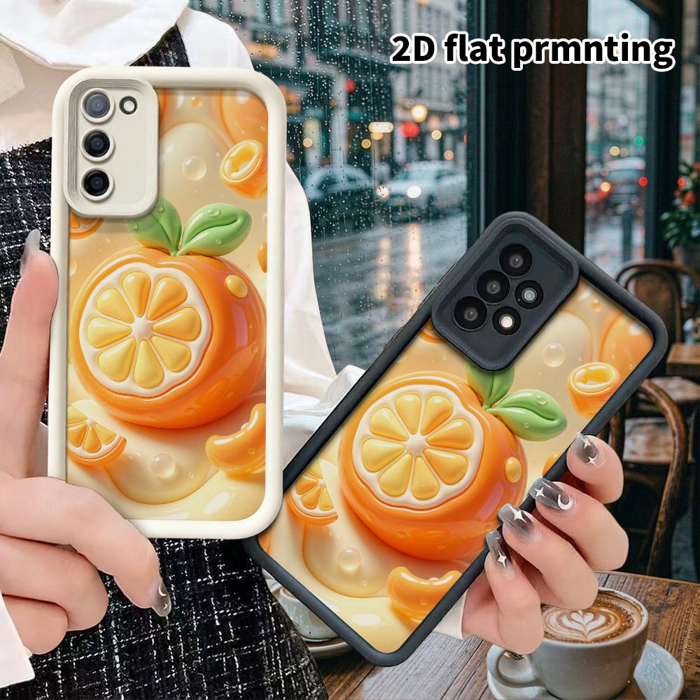 Phone case: 2D flat, suitable for Samsung Galaxy A34 A35 M05 M06 S20 S22 S21 FE Plus 5G protective case, cartoon orange, perfect Christmas and Hallowe