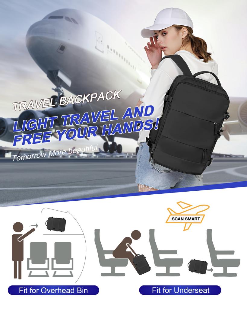 Large Capacity 15.6 Laptop Waterproof Backpack Bag Carry On Airplane Cabin Travel Backpack, Men's Business Laptop Bag Travel Bag