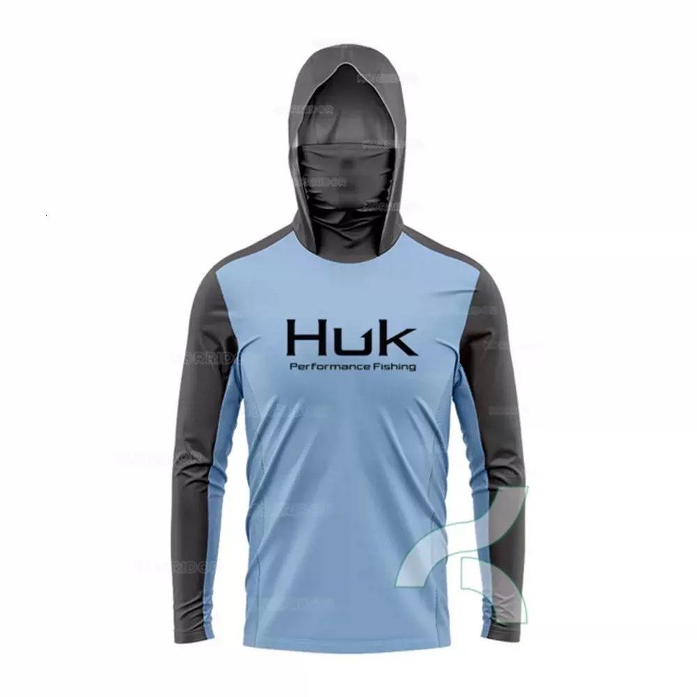 Costum de pescuit HUK pentru bărbați, transfrontalier, cu uscare rapidă, mască de praf și protecție UV, costum de pescuit ușor cu glugă, mătase de gheață