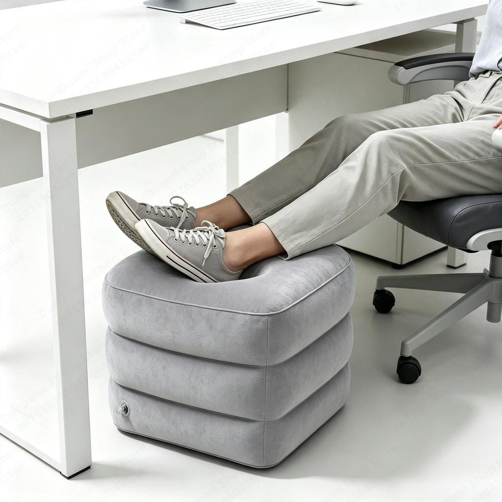 3-Layer Flight Sleeping Footrest Pillow Resting Pillow On Airplane Car Bus Pillow Inflatable Travel Foot Rest Pillow Foot Pad